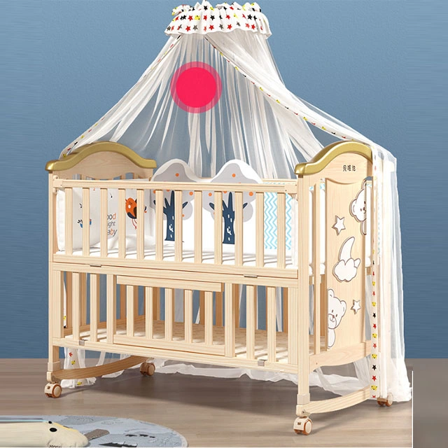 Mayorista/Proveedor de la fábrica de madera de pino macizo Natural Cuna para niños muebles habitación infantil