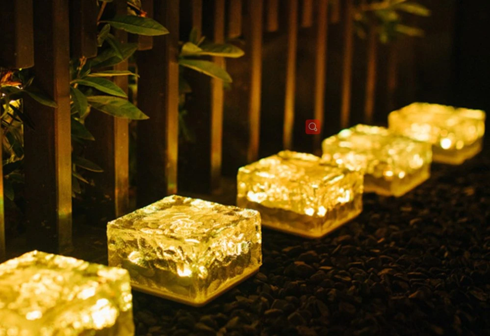 Jardín Decoración Vacaciones Venta al por mayor carga de prueba de Agua Solar de ladrillo de hielo paisaje plástico LED Iluminación decorativa patio