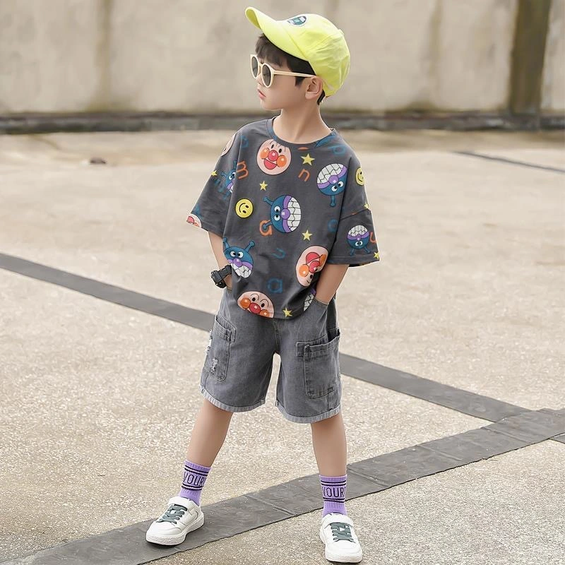 Summer New Clothing Sets Boy Cotton Casual Children&prime; S Wear Baby Boys T-Shirt Short 2PCS