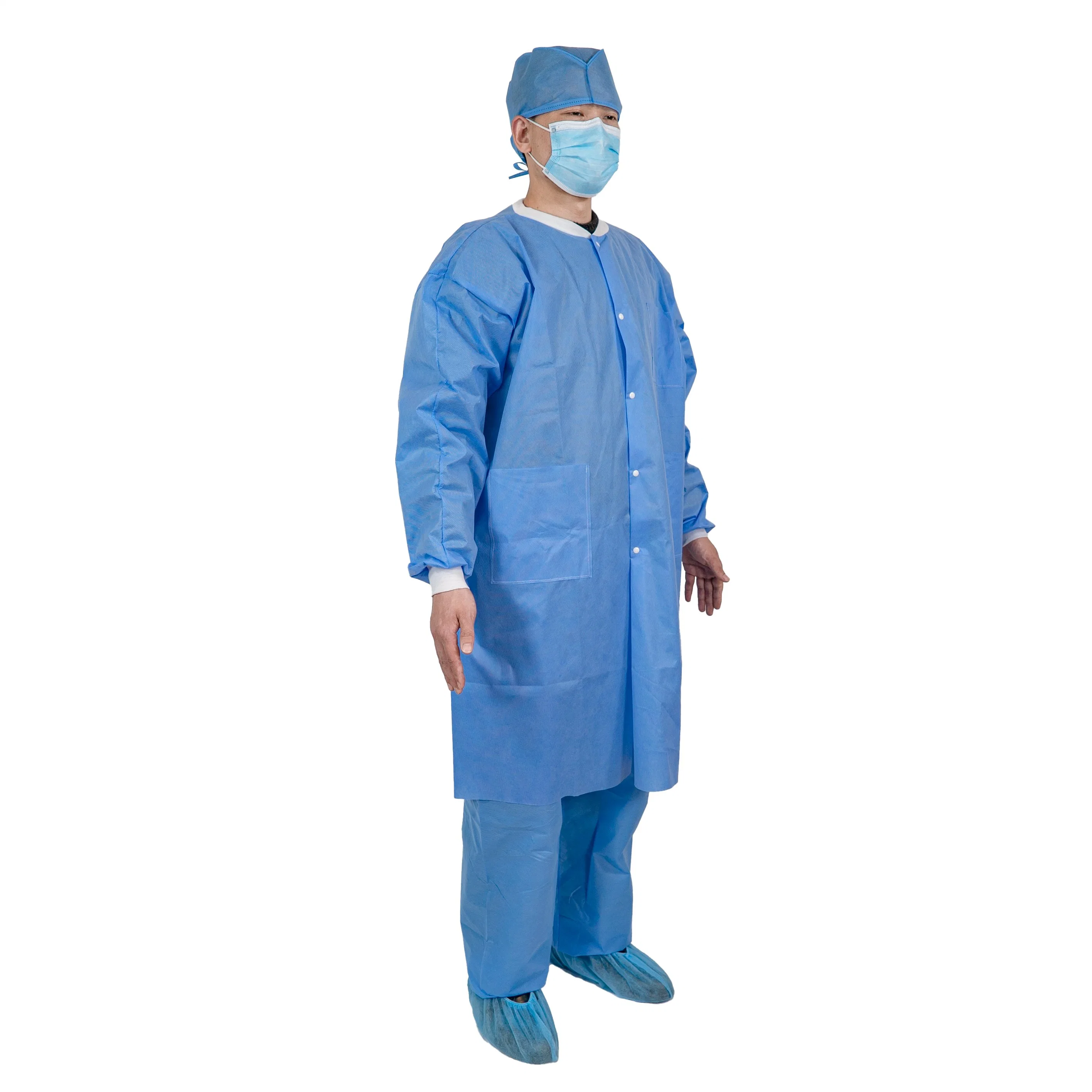 Nonwoven Waterproof Lab Coat, Disposable Acid Resistant Lab Coat