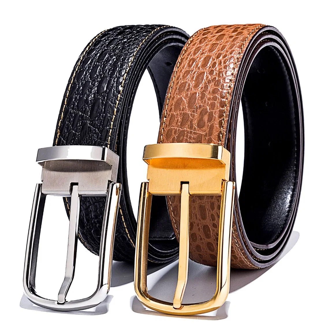 Chinese Men's Fashion Black Cowhide Genuine Leather Belt Men Genuine Pin Buckle Leather Belts