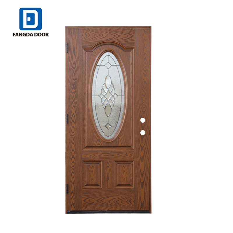 Oak Single Entry Door, Flat Lite 3 Panel Fiberglass Door