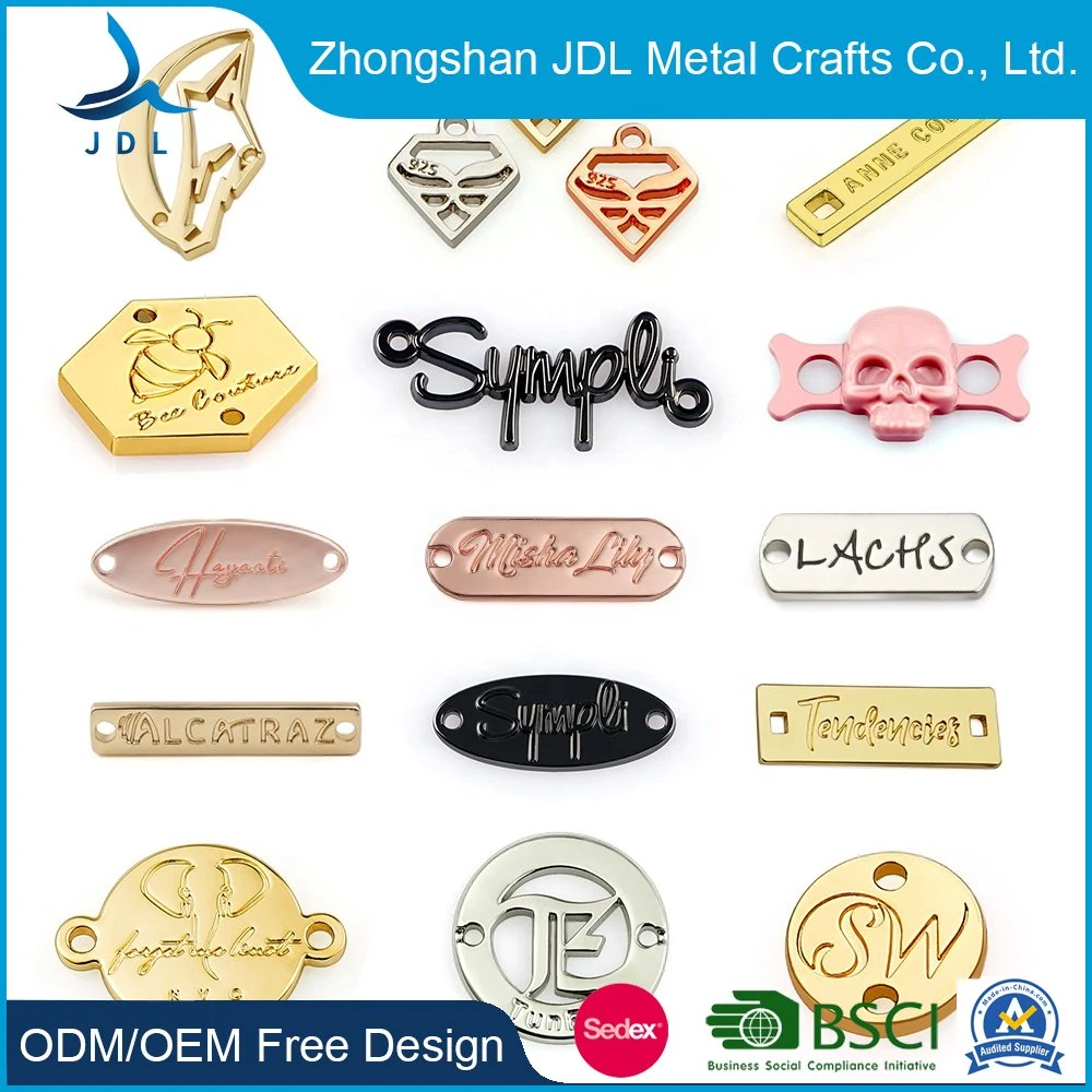 Поощрение название компании пластину вышивка патч моды пользовательское обозначение металлические Tag логотип торговой марки