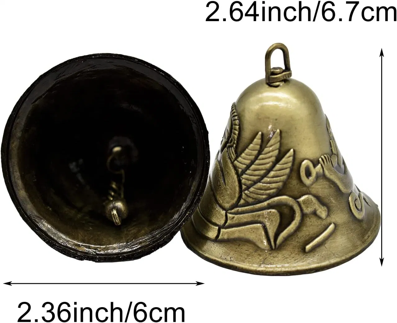 Feng Shui Bell Carved with Angel Pattern Vintage Bronze Bell Home Decoration Gift