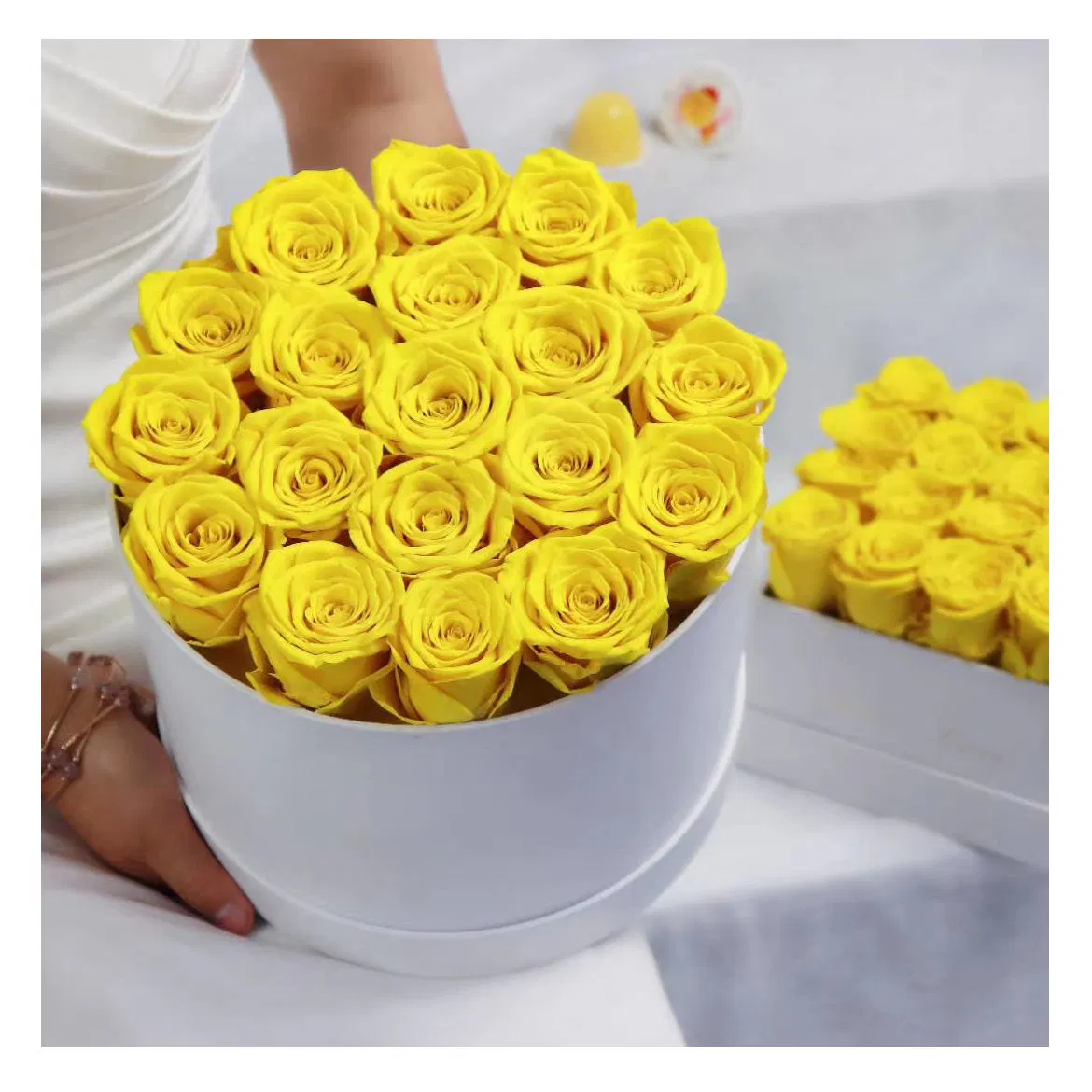 هدية عيد الحب الورود المحفوظة زهرة وردة زهرة اليفر الصناعية أزهار في صندوق لزينة عيد الحب