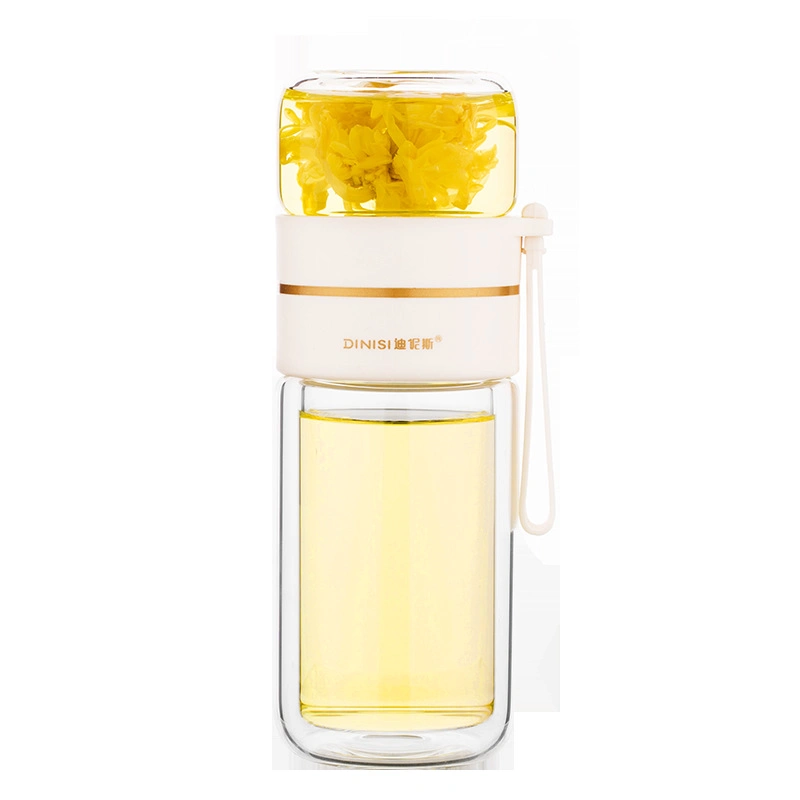 Tea Separation Cup Portable High Profile Horizontal Cup Heat-Resistant Double Layer Glass