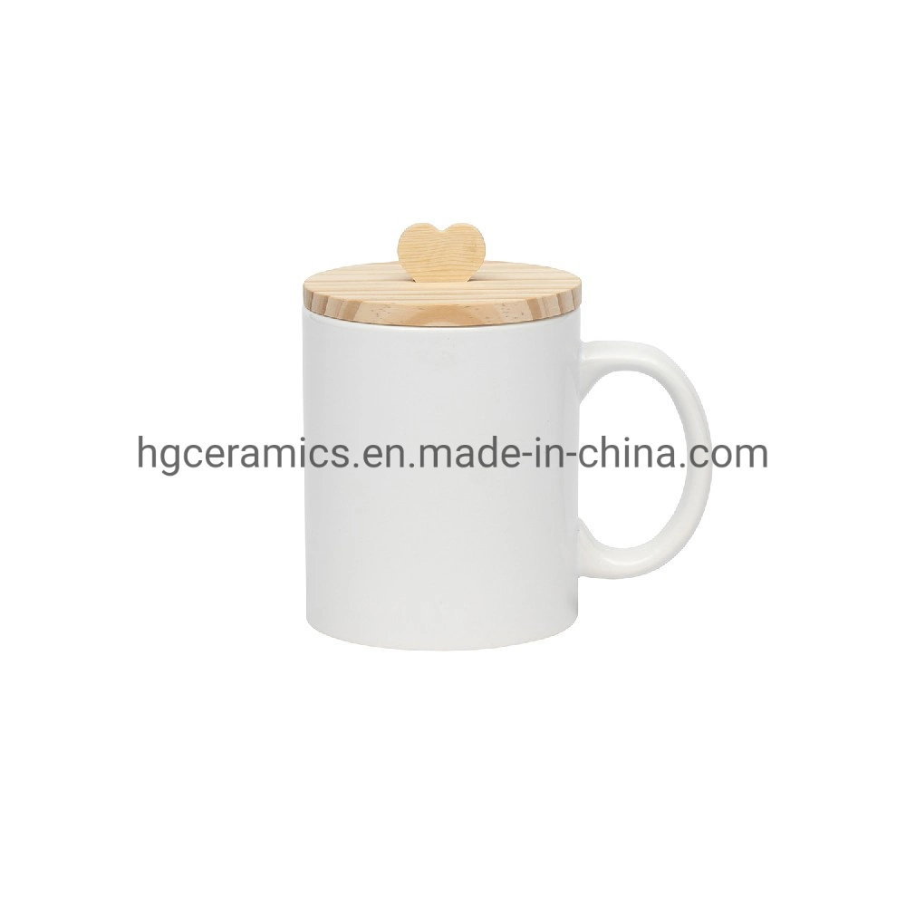 11oz Sublimation Mugwood Couvercle avec poignée de coeur