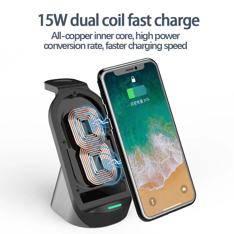 H18 New Arrival Wireless Chargers 3 in 1 Fast Charging Phone Wireless Charging Dock Station Stand Charger for Apple Airpods PRO