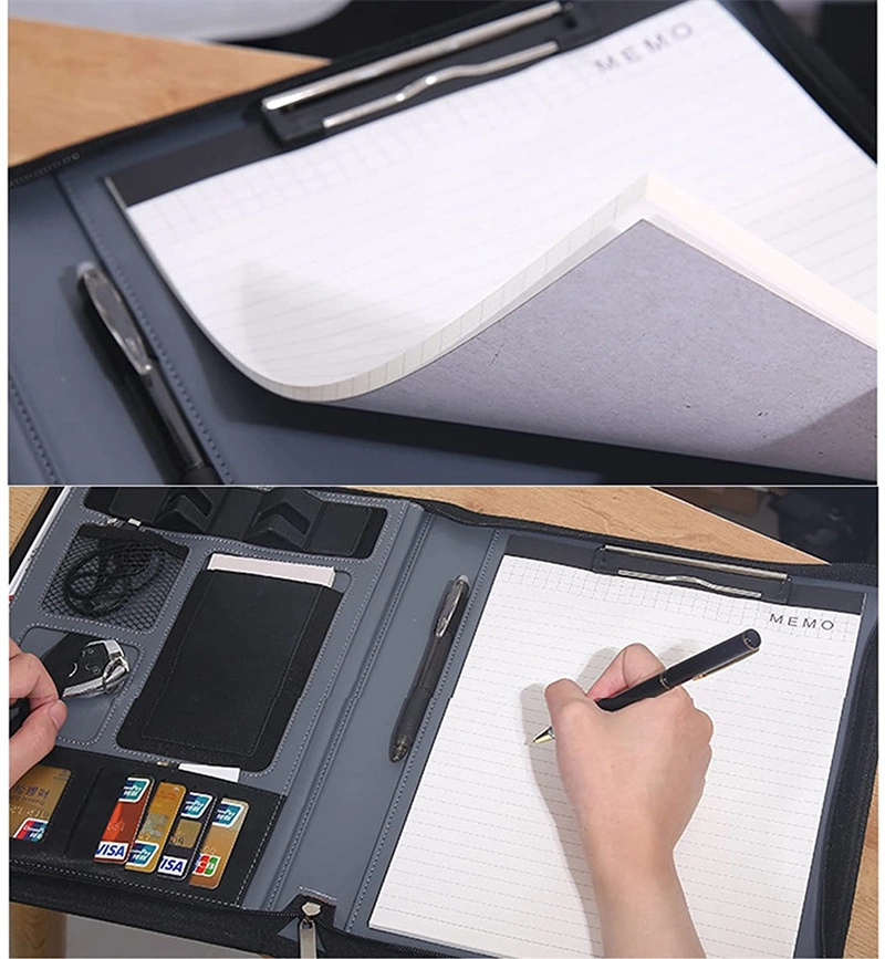 A4 PU Leather Portfolio Folder Multifunctional Wireless Charging Padfolio Organizer