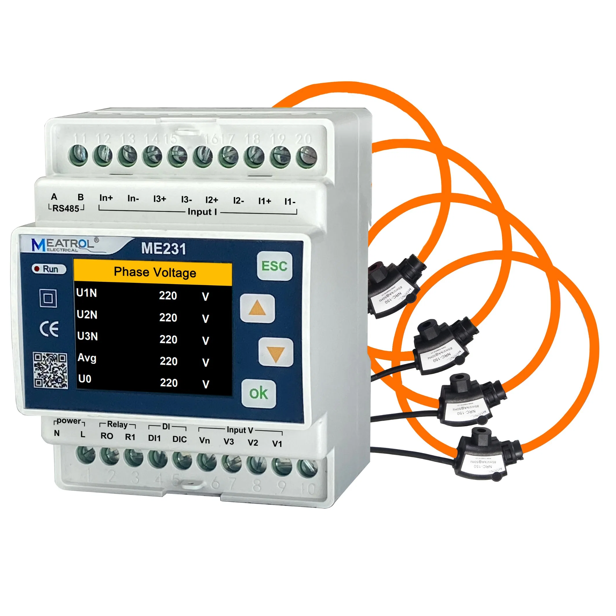 Rogowski Coil Solar System Me231 3 Phase RS485 Electric Energy Power Meter