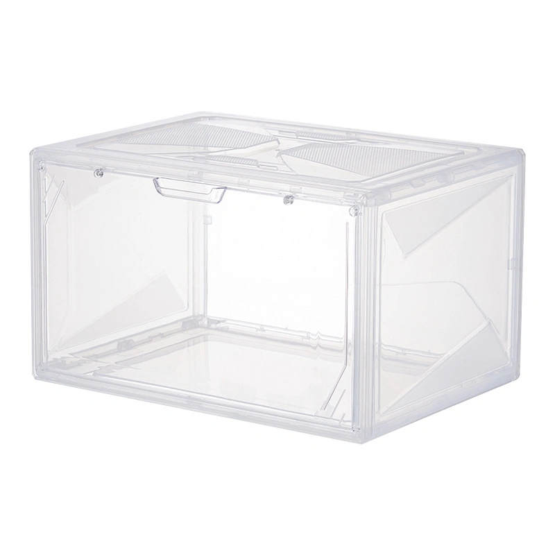 Transparent Plastic Stackable Shoe Storage Boxes Containers Drop Front Acrylic Drawer Type