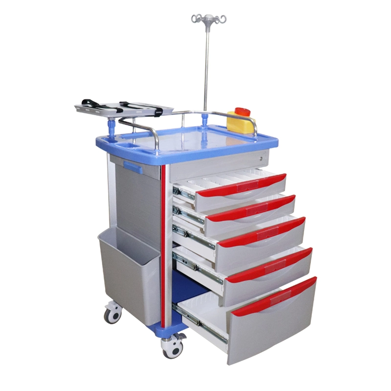 Muebles de plástico ABS de Hospital de Medicina de la anestesia carrito médico el tratamiento de emergencia carro