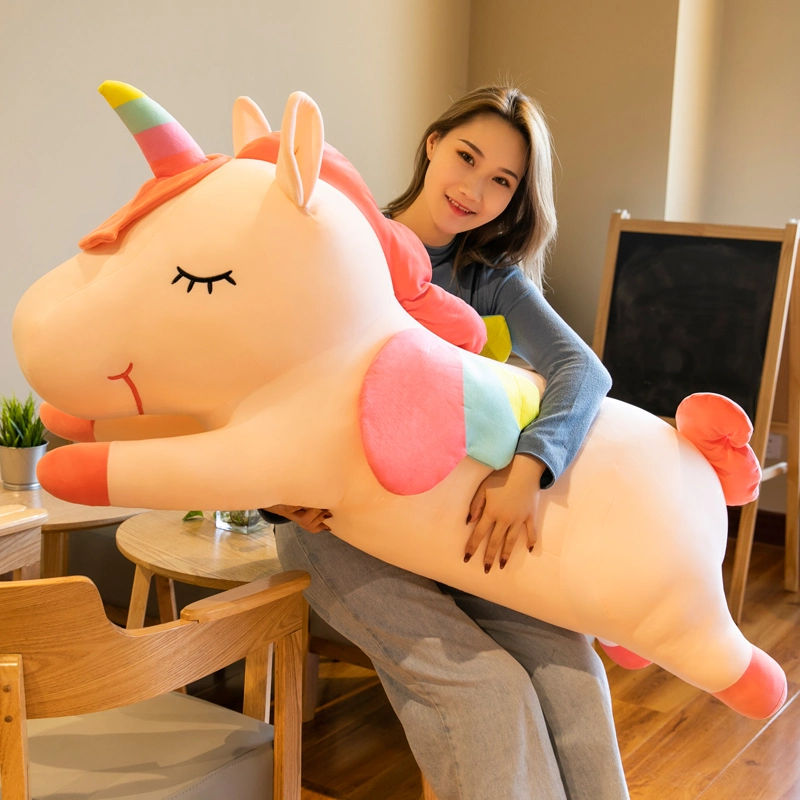 Vente au détail en gros Usine de jouets en peluche géants roses doux disponibles en licorne animale personnalisée