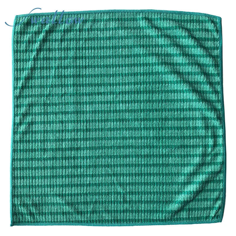 Microfiber Cleaning Cloth 40*40 Green Strip for Jewelry or Car or Household Cleaning