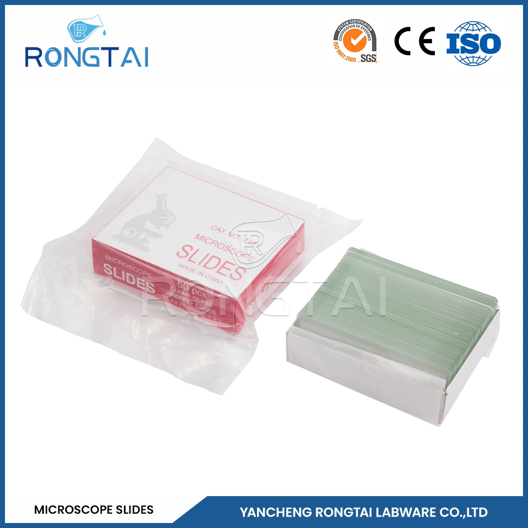 Botella de vidrio de laboratorio Rongtai Fabricators portaobjetos de microscopio 7.107 China 7101 7102 7105 7109 7.107 diapositivas laboratorio