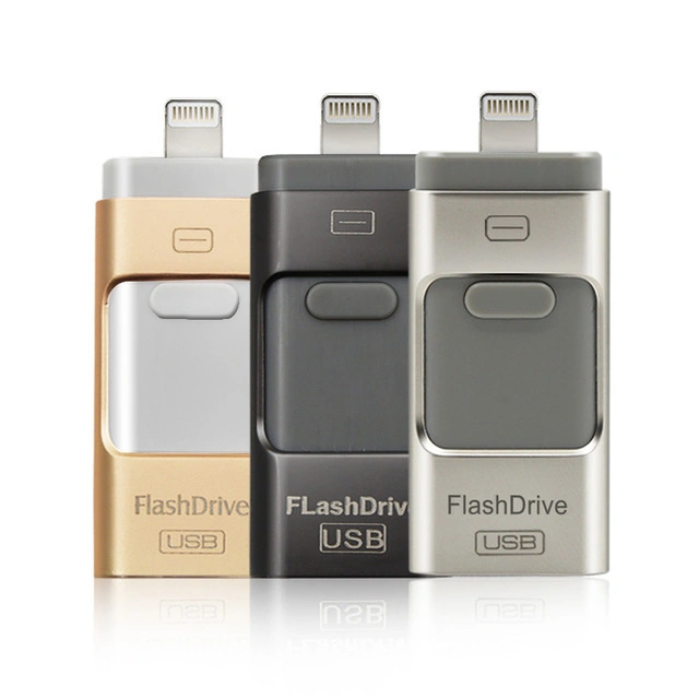 Fonction 3 en 1 pour l'iPhone en métal de lecteur Flash USB 3.0 OTG stylo lecteur Memory Stick OTG ~ 8 Go de 128 Go Pendrive USB