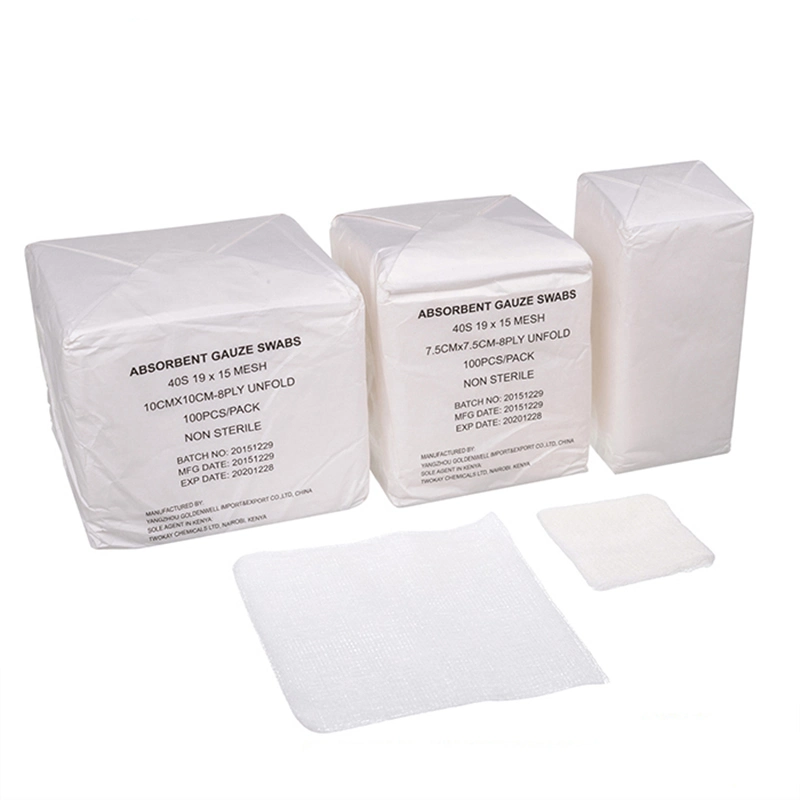 Consommables ce, consommables médicaux de découpe de gaze approuvés ISO, Gauze Swab de 10 cm X 10 cm Gauze Medical