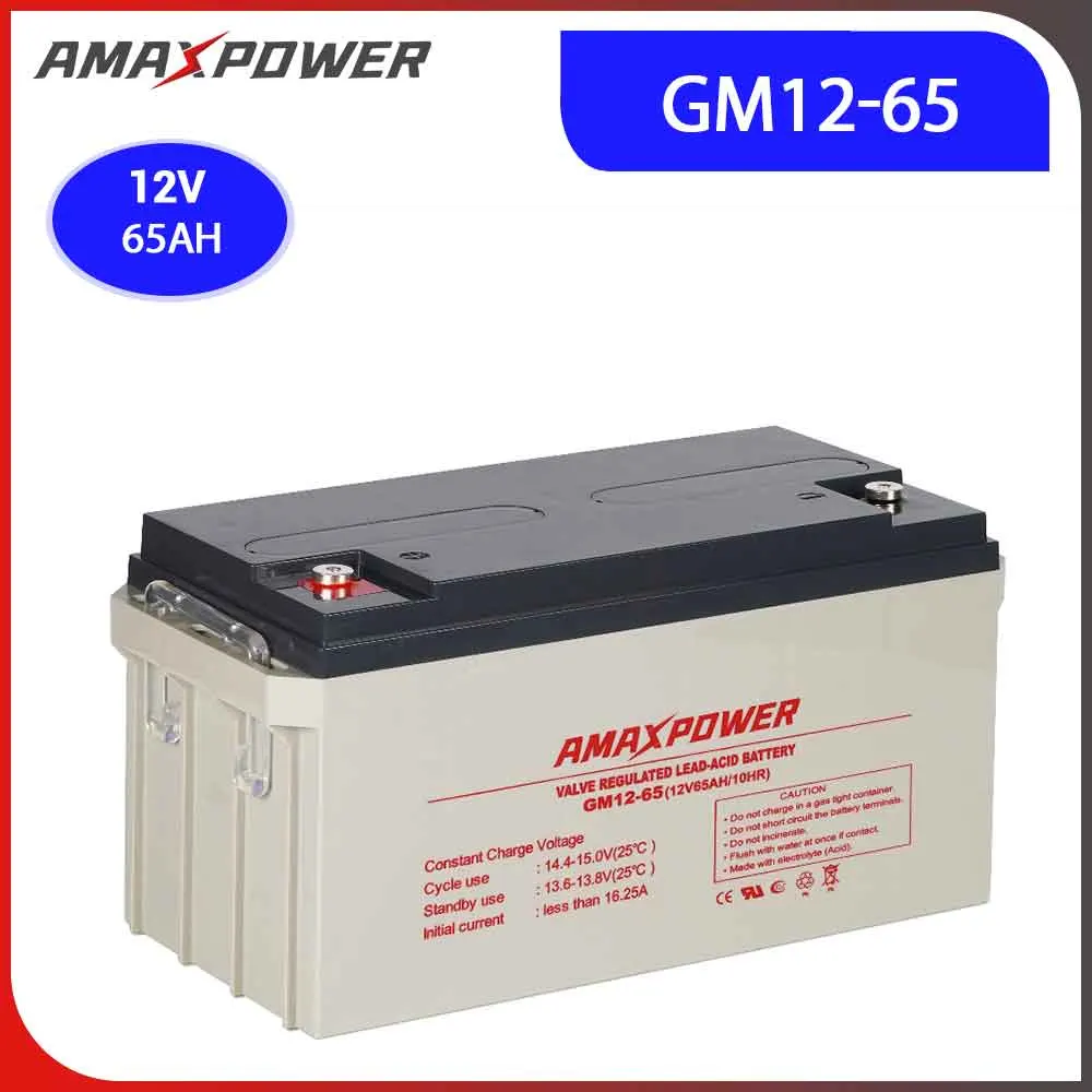 Sistema doméstico Solar Amaxpower 12V 65ah resistência à corrosão única Glloy Bateria recarregável de longa duração para equipamento de teste electrónico 12V65ah