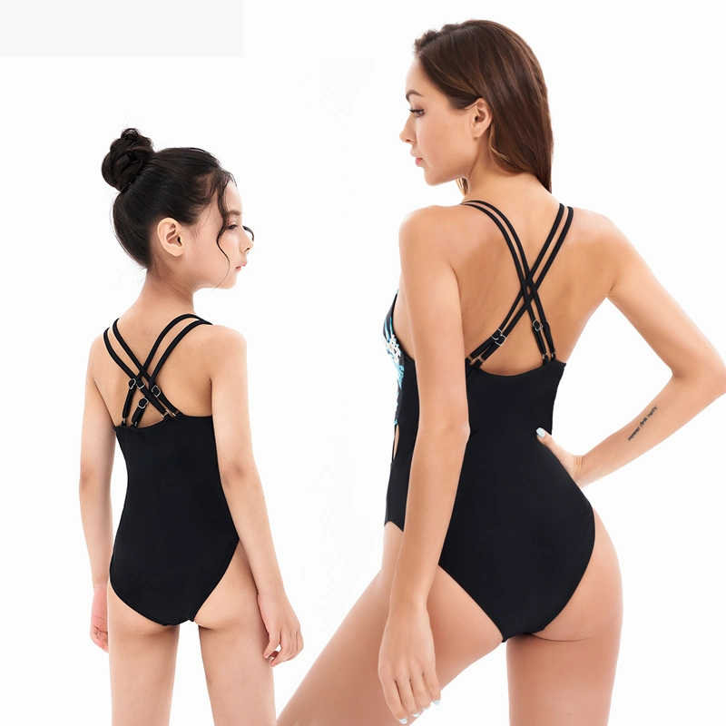 Mother and Daughter Matching Swimwear Sexy Bikinis Floral One-Piece Swimsuit