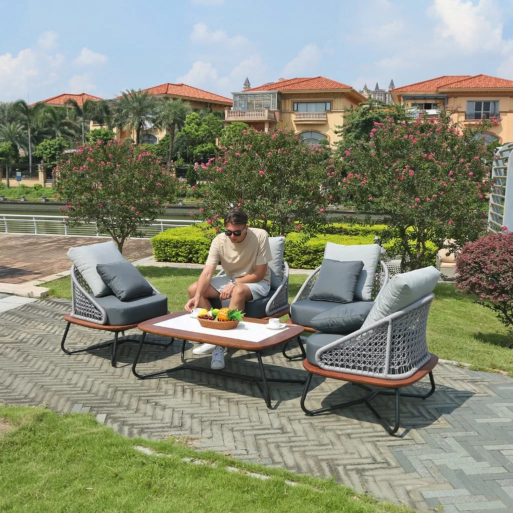 Chinese Wholesale/Supplier Modern Style Garden Sunroom Patio Outdoor Hotel Bistro Home Balcony Sofa Set Chair Furniture