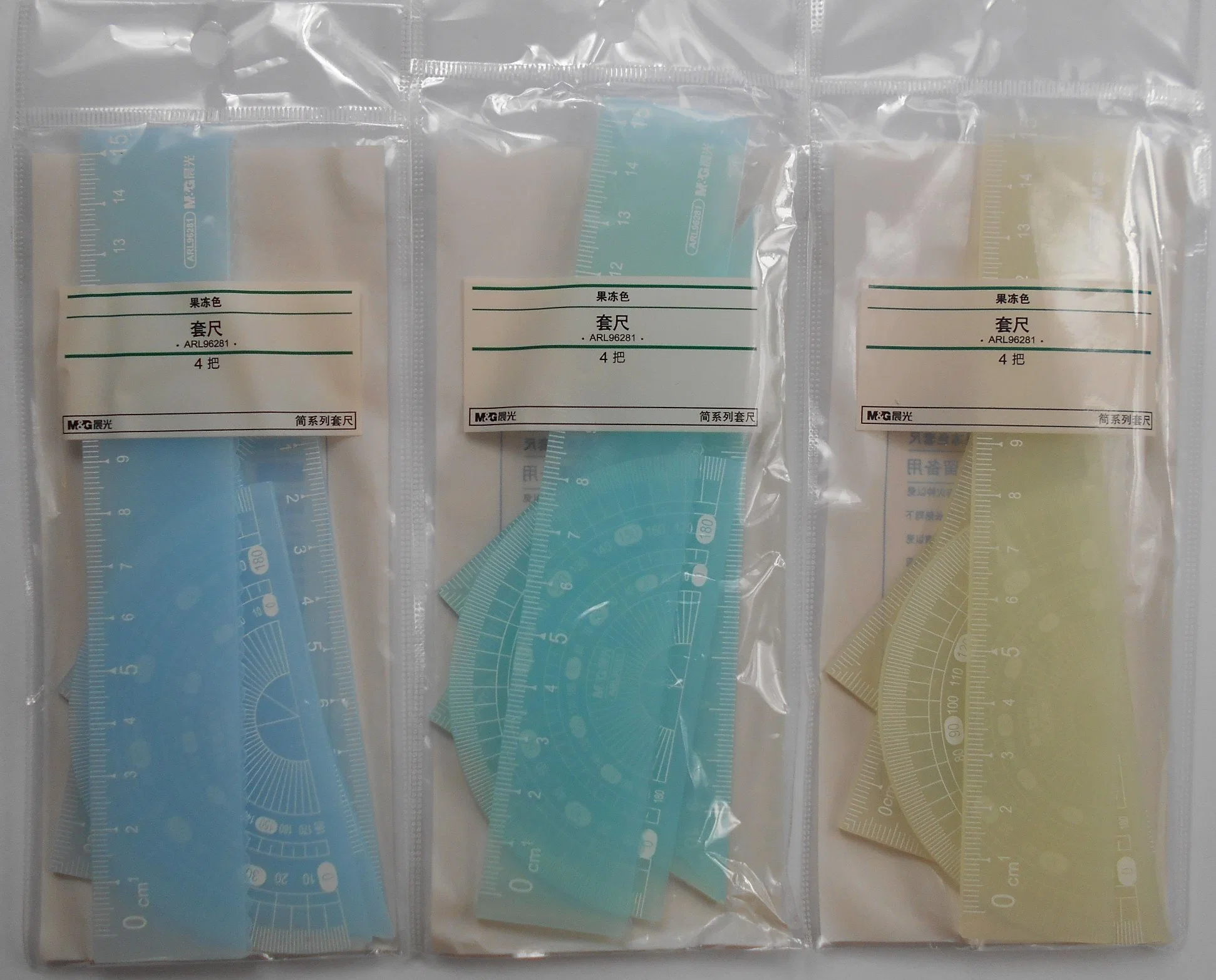 4 Pieces Jelly Color Ruler Set 15cm School Student Stationery Set