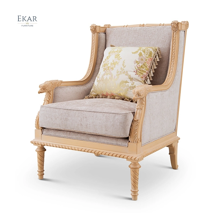 Nouveau design de luxe classique en bois sculpté de style ancien fauteuil Fauteuil de loisirs