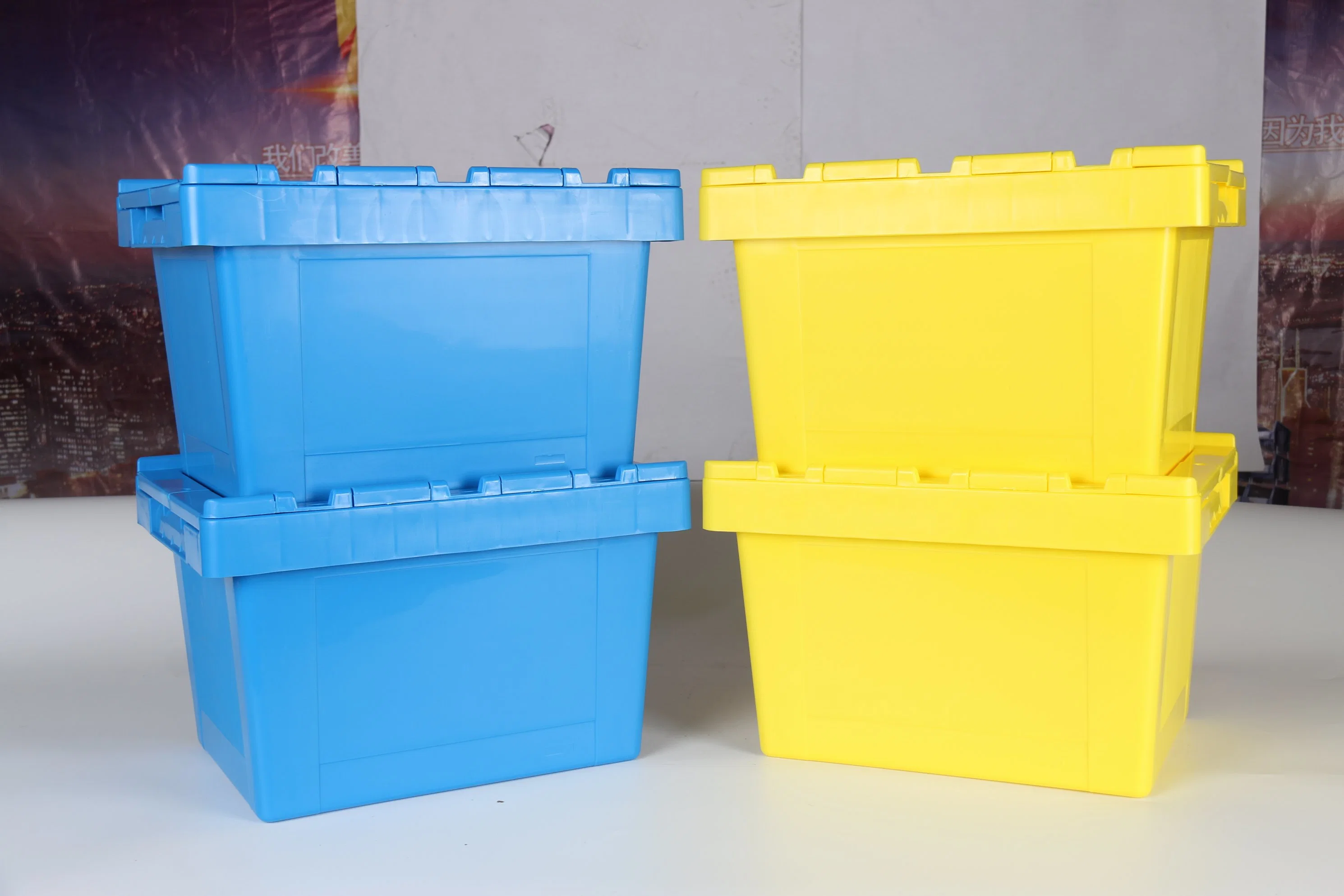 Stackable and Nestable Plastic Storage Container with Lid
