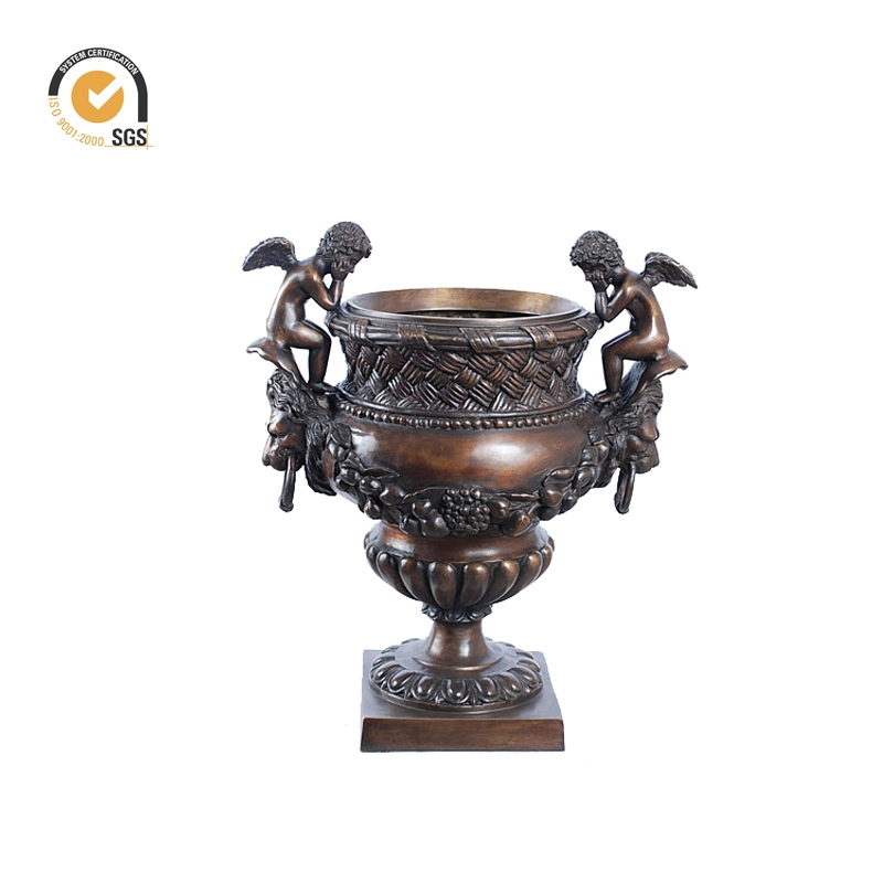 Outdoor Large Antique Animal Statue Brass Lion Head Flowerpot Bfc-013