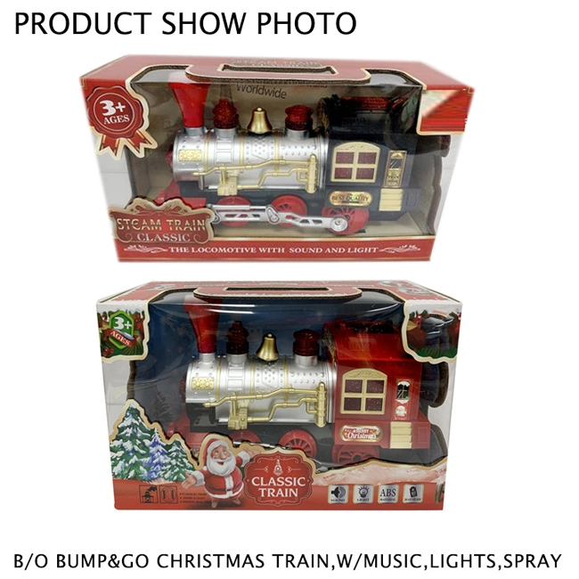 Battery Operated Smoke Locomotive Electric Spray Train Toy Classics Christmas Train Set with Light Music