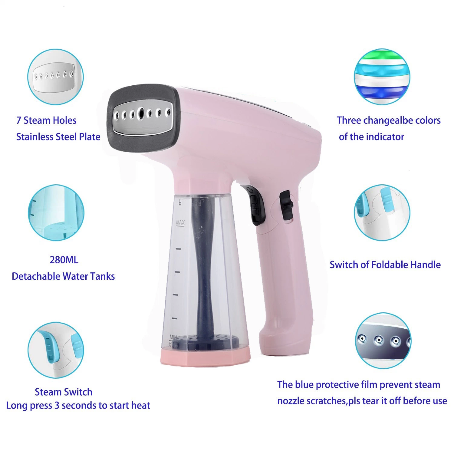 Home Portable Mini Electric Steam Brush Garment Steamer Foldable