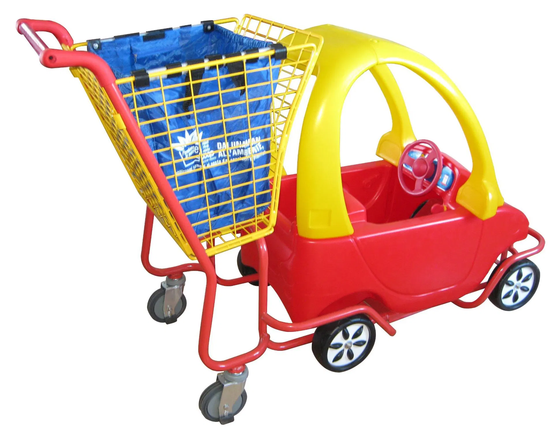 Plastic and Steel Children Shopping Cart for Safety