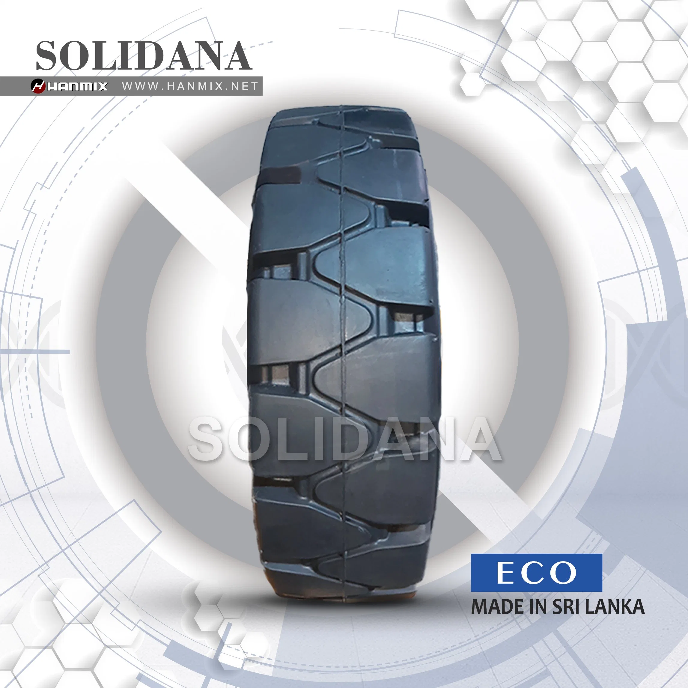 Hanmix Solidana Brand Pneumatic Industrial Press-on Non-Marking Solid Forklift Tyres 15X4 1/2-8 600-9 650-10 18X7-8 700-12