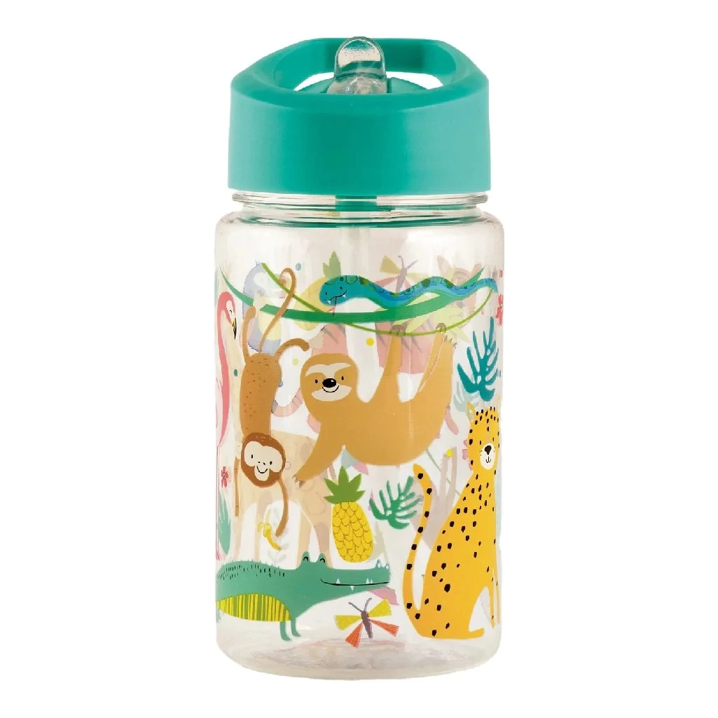 2023 Plastic Kids Water Bottle with Straw Cute Printing Child Drink Water Bottle