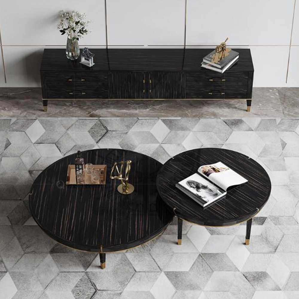 Appartement de Black Metal plancher jambes Table basse en bois