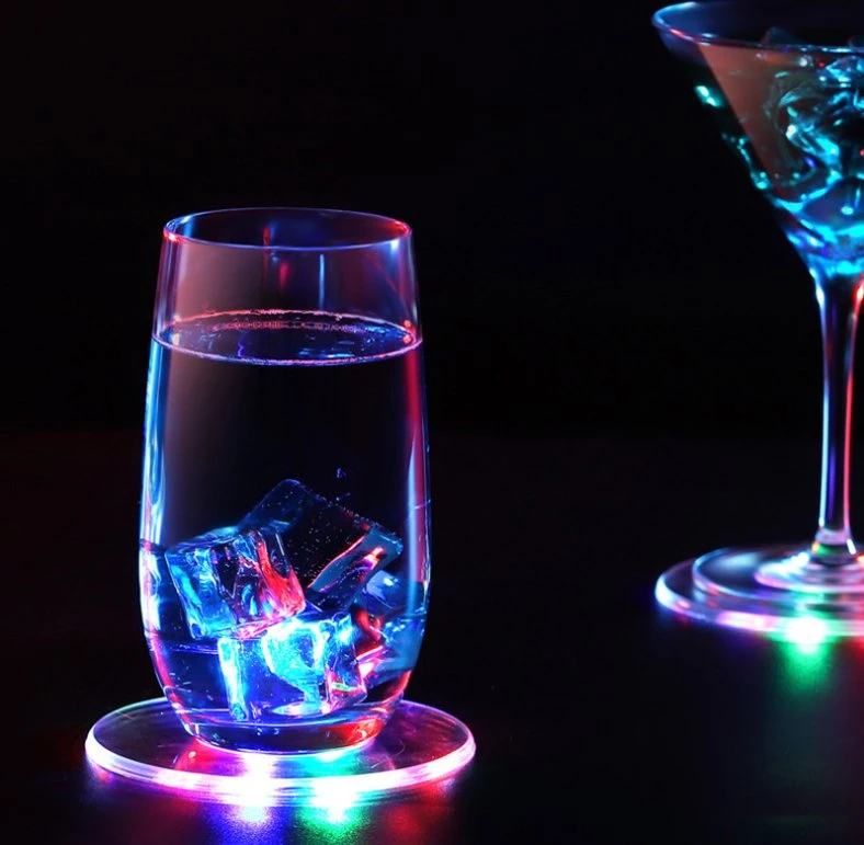 Crystal Colorful Bar LED Bottle Coaster