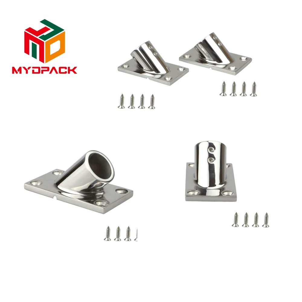 Stainless Steel Boat Accessories Welding Rectangular Base 45 Degree Marine Hardware Cable Hand Rail Fitting