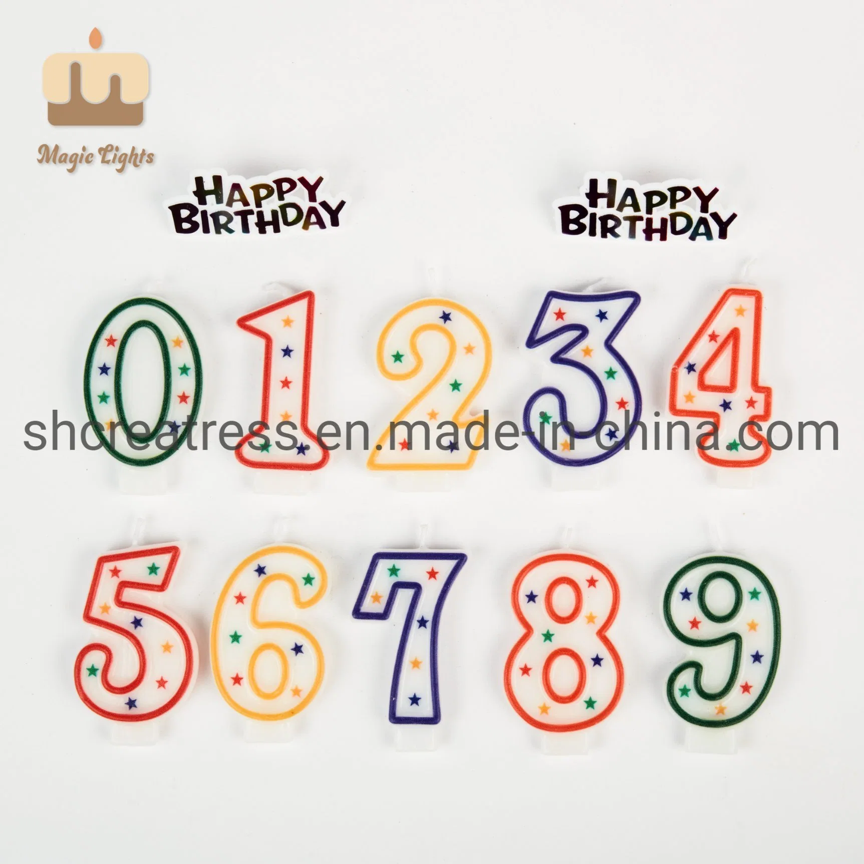 Birthday Wedding Party Glitter Shinny Multicolour Number Candles in Holder