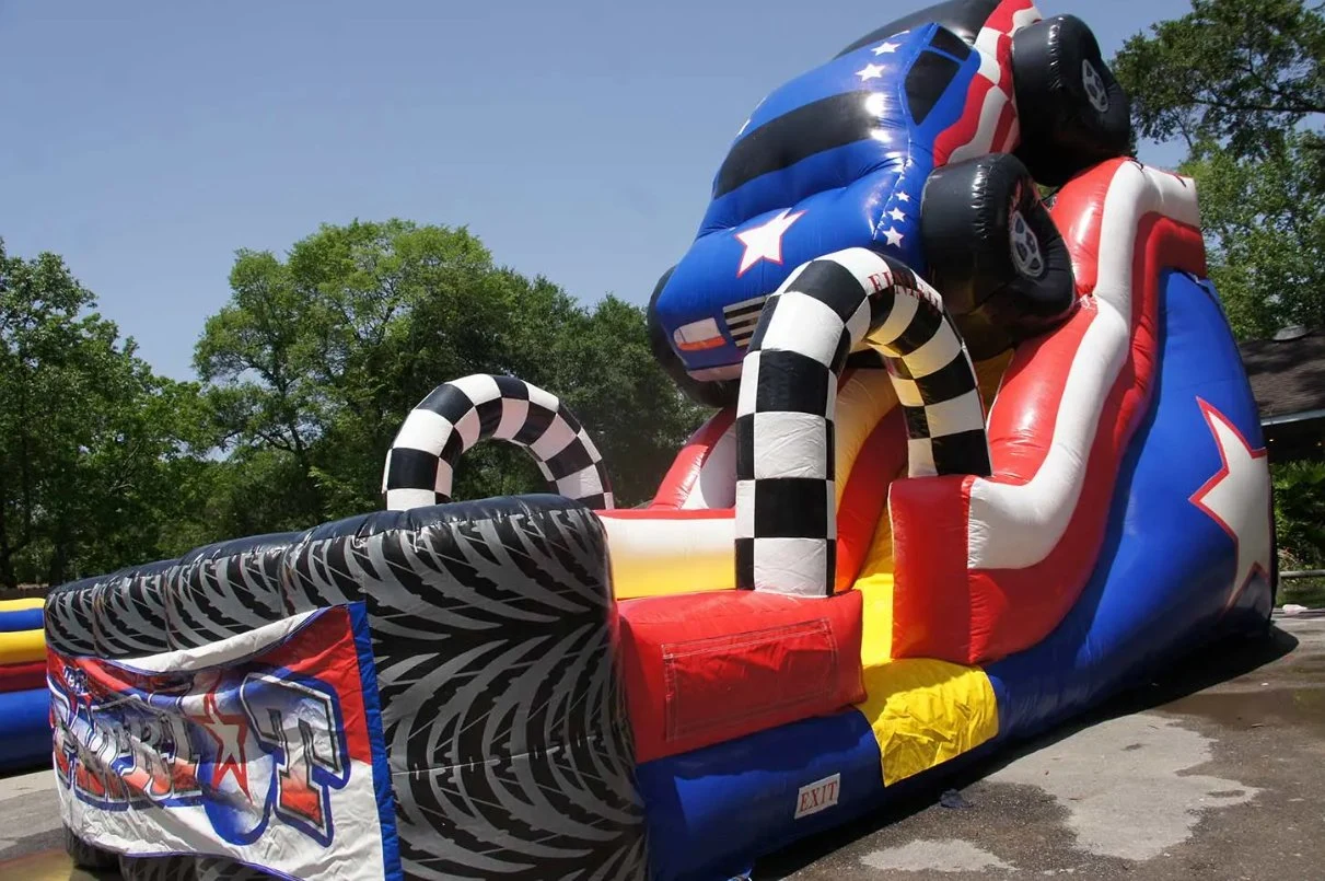 18FT Patriot Monster Truck Slide Inflatable Race Car Water Slide