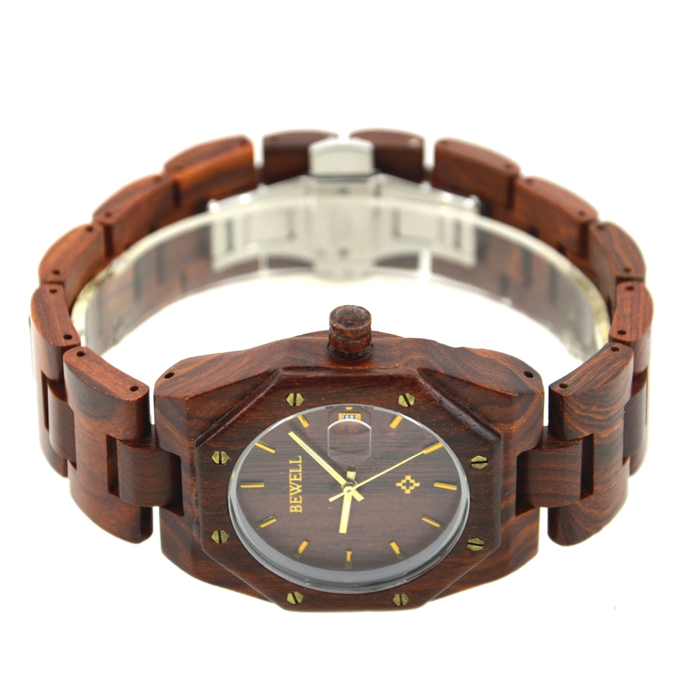 BeWell Holz Armbanduhr für Herren Ronda 515 Uhrwerk Quarz Damen Reloj Uhren