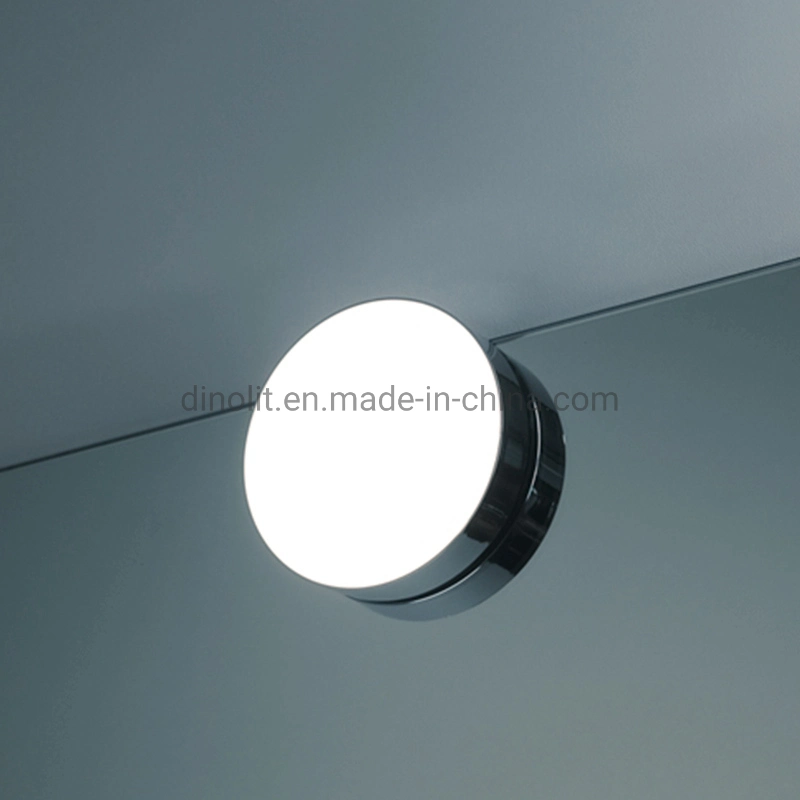 Ronda IP44 Design simples superfície cromada 4W 220V mobiliário banho à prova de luz do espelho frontal LED com a braçadeira marcação RoHS