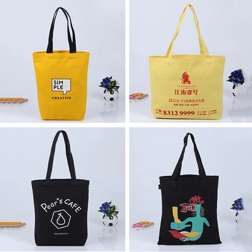 Black Canvas Cotton Tote Bag with Customer Logo Printed, Promotion Gift Bag