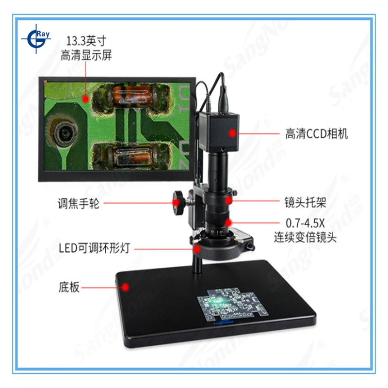 Optical 400m Pixel HD Vídeo Industrial CCD Microscopio con pantalla HDMI/VGA