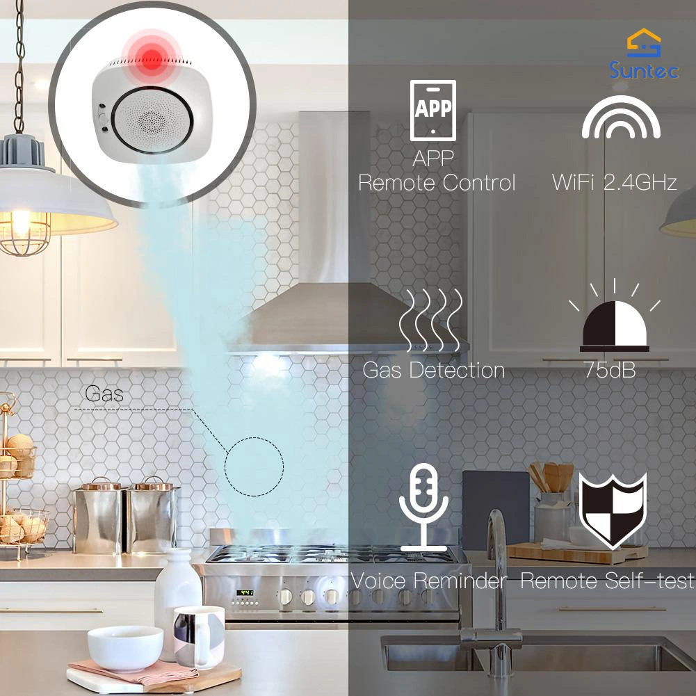 Smart WiFi fuga de gas Co Detector del sensor de alarma de seguridad para el hogar