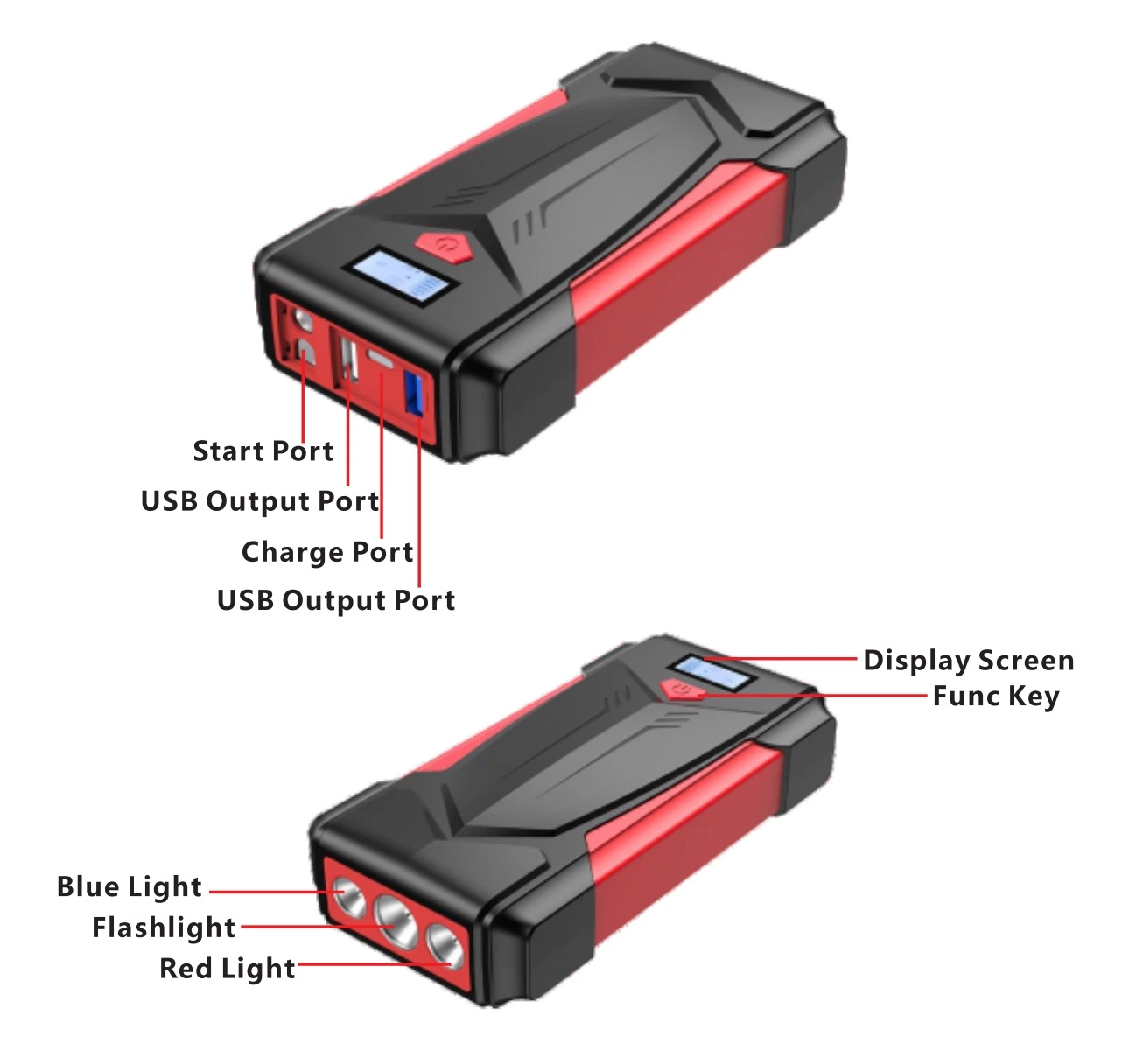 12V Automobile Ignition Multi-Functional Emergency Power Peak 2000AMPS Jump Starter