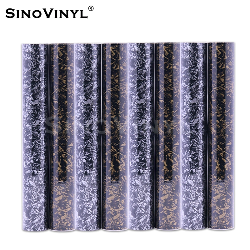 SINOVINYL Newest Popular Forging Carbon Fiber Film Black Gold Silver Auto Vinyl Car Wrap