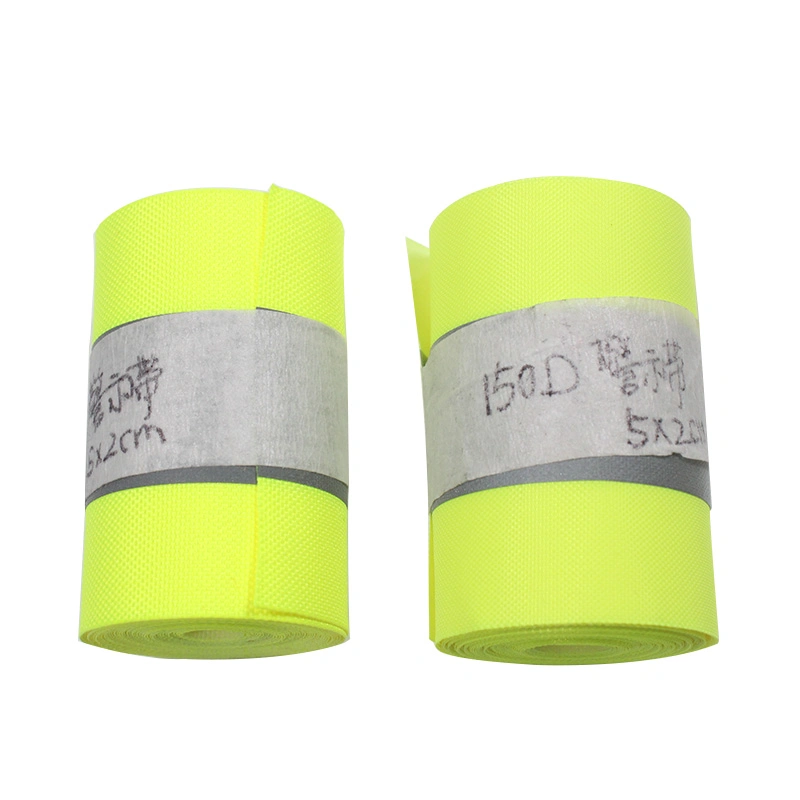 Custom Printed Logo Reflective Ribbon 5cm 30mm Grosgrain Fluo Material Tape Red Woven Mesh Cargo Nylon Warning Reflective Ribbon