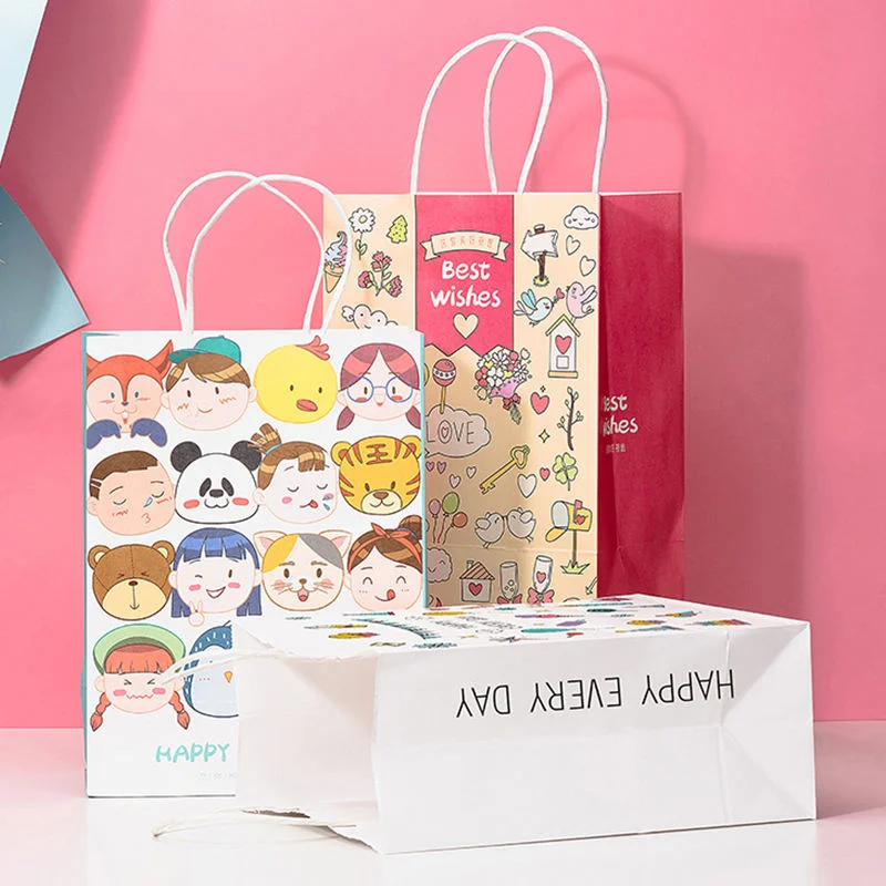 Custom Packaging Brown Craft Kraft Paper Bags with Cartoon Cute