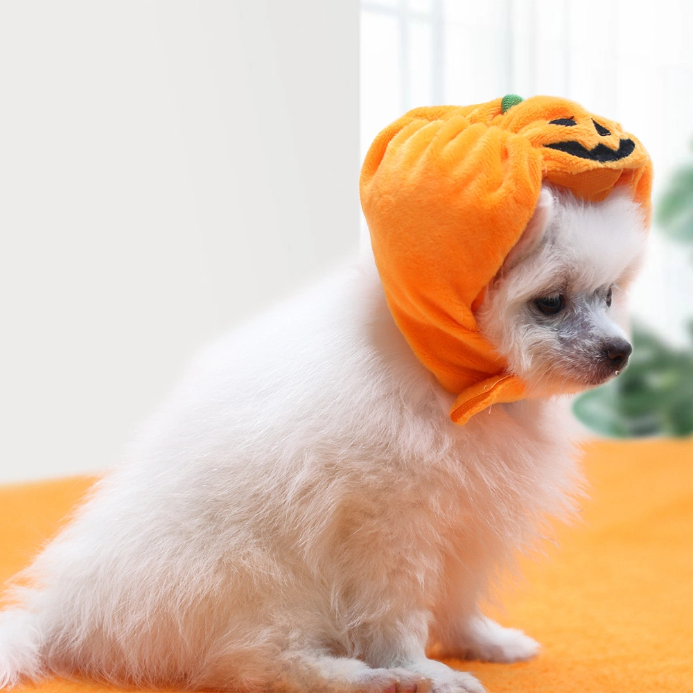 2022 Disfraces creativos de Halloween para mascotas Sombrero de calabaza de Halloween 100% algodón Accesorios para mascotas para perros