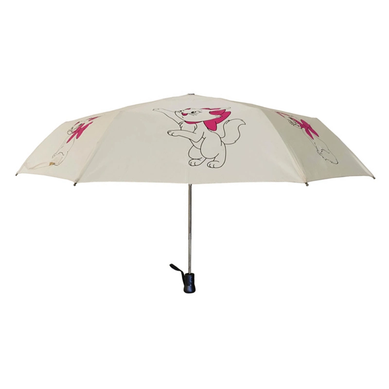 7 nervures Cat Imprimer Poids léger Mini pli voyage Windproof Parapluie entièrement automatique pour dames Don