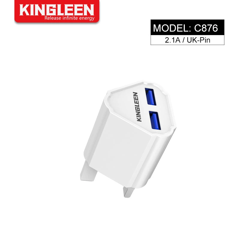 UK-Stecker 2,1A Dual Port USB Wandladegerät Universal Power Adapter Vollständig Kompatibel